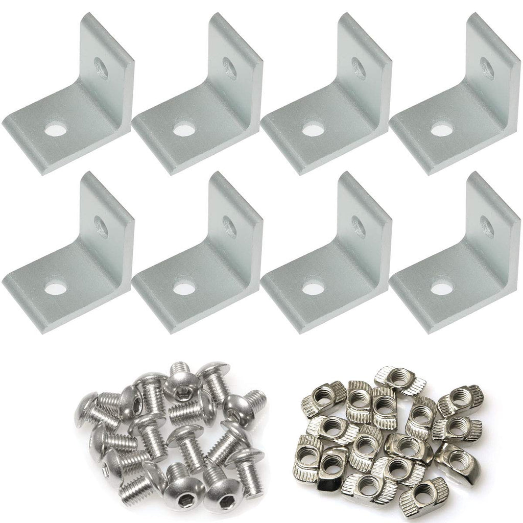 PZRT 8 Sets 2 Hole 90 Degree 30 Series Joint Plate Corner Angle Bracket Connection for Slot 6mm 3030 Aluminum Profile