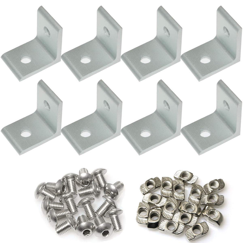 [AUSTRALIA] - PZRT 8 Sets 2 Hole 90 Degree 30 Series Joint Plate Corner Angle Bracket Connection for Slot 6mm 3030 Aluminum Profile 