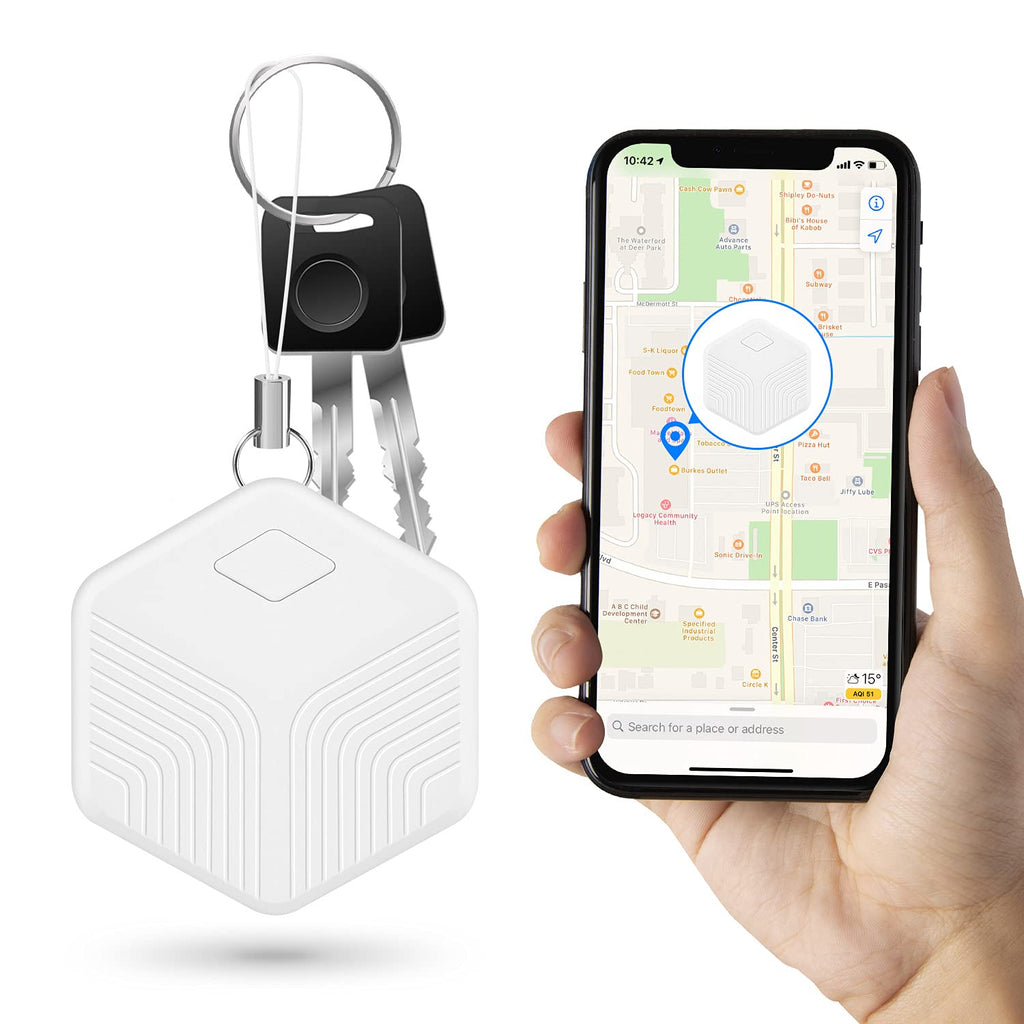Newoke Smart Key Finder, Bluetooth Tracker, Item Locator, Anti-Lost Alarm Reminder, with APP for Androids/iOS, Replaceable Battery, Small Size, for Keys, Dogs, Cats, Phone, Wallet, Handbag and More（W White