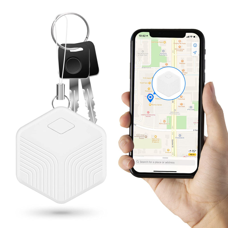 Newoke Smart Key Finder, Bluetooth Tracker, Item Locator, Anti-Lost Alarm Reminder, with APP for Androids/iOS, Replaceable Battery, Small Size, for Keys, Dogs, Cats, Phone, Wallet, Handbag and More（W White