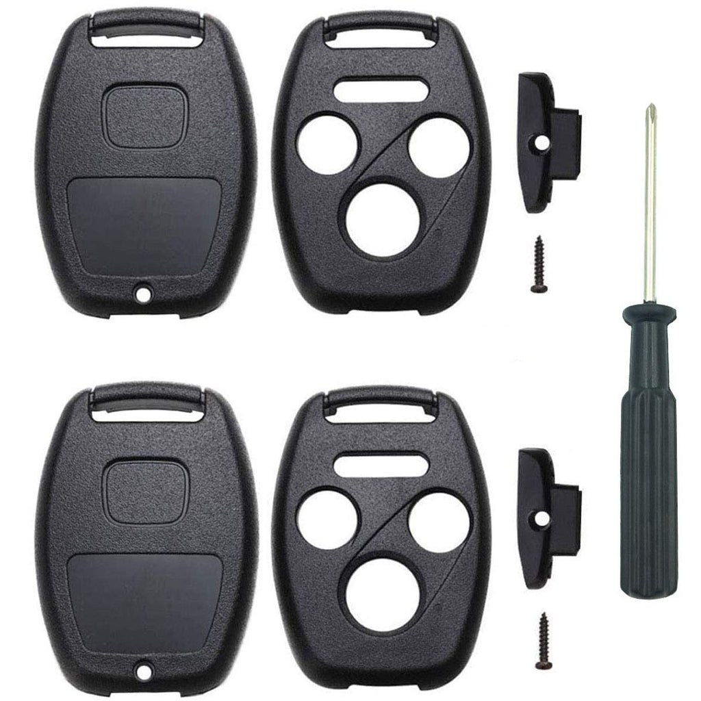 4 Buttons Replacement Key Fob Shell Case Fit for Honda Accord Civic CR-V Pilot Ridgeline Car Key Fob Cover Housing with Screwdriver (Black+Blcak) Black+Blcak