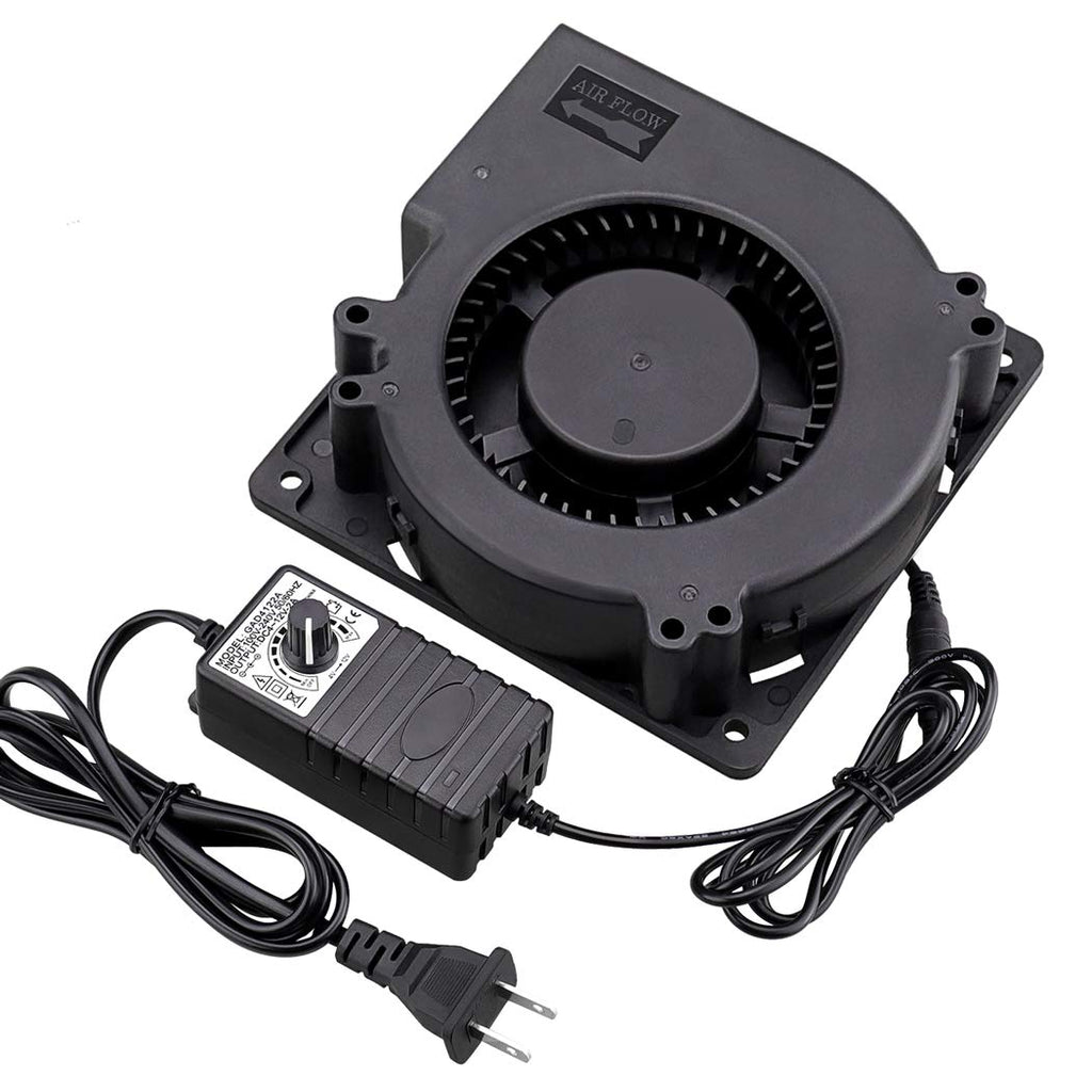 Wathai 120mm x 32mm 110V 220V AC Powered Fan with Speed Controller 4V to 12V, DC Dual Ball High Airflow Blower Centrifugal Fan 120x32mm 100-220v with Speed Controller
