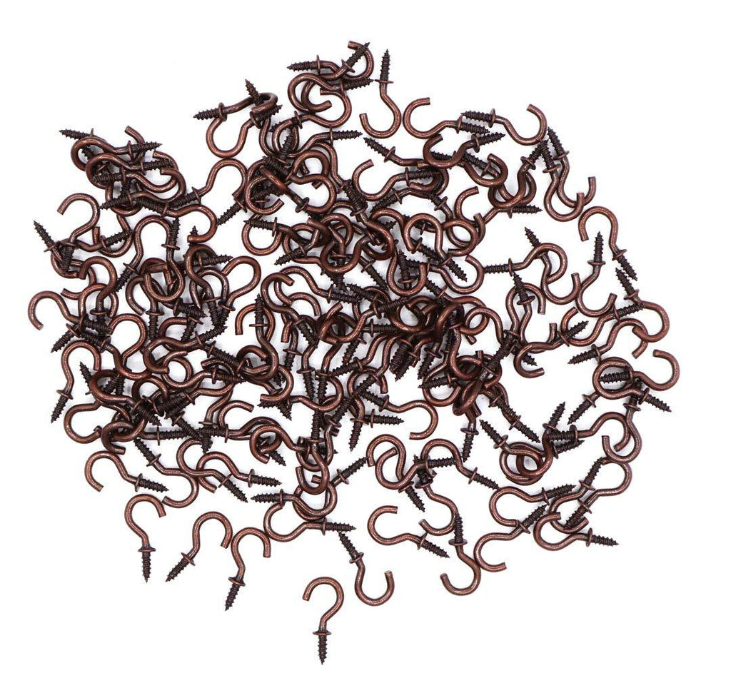 IDEALSV 100 Pcs 1/2 Inch Small Screw Hooks Cup Hook Screw-in Lights Hooks Jewelry Hooks Red Bronze