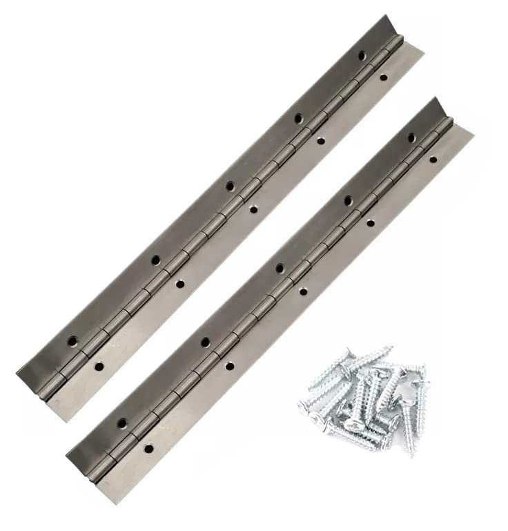 MLHpeak Heavy Duty 304 Stainless Steelpiano Hinges Continuous Hinges 12" 2 Packs with Screws (2, 2 inch/300 mm)