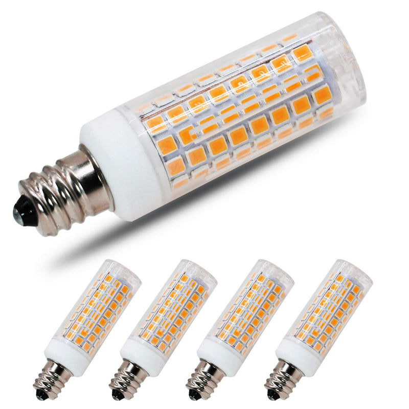 E12 LED Bulb 8W C7 Bulb Equivalent to E12 Halogen Bulb 80W, Warm White 3000K T3/T4 Base 120V E12 Candelabra Bulbs for Ceiling Fan, Chandelier Lighting, Kx-2000 Bulbrite Replacement (4 Pack) E12 3000K
