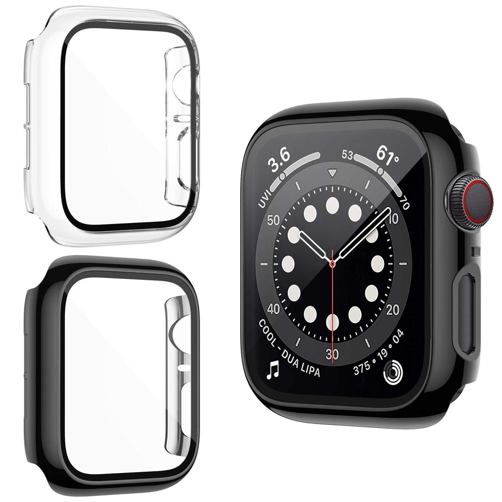 ZEBRE Screen Protector Compatible with Apple Watch SE/Series 6 / Series 5 / Series 4 40mm, Ultra Thin HD Tempered Glass Screen Protector Full Coverage Protector Compatible with iWatch Series SE/6/5/4 Black/Clear