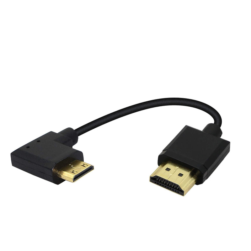 15CM Mini HDMI to HDMI Short Cable, 90 Degree Left Angle High Speed Mini HDMI Male to HDMI 2.0 Male Adapter Support 4k@60HZ YOUCHENG, for Raspberry Pi, Tablet, Camera Etc (L)