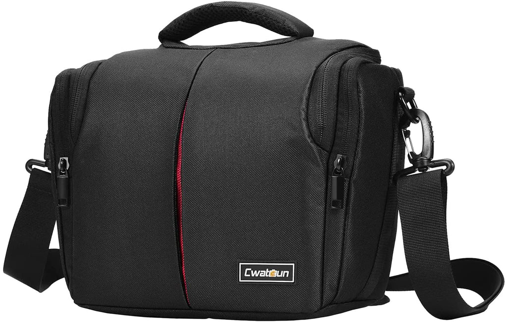 Cwatcun Small Camera Bag fits 1 Camera 2 Lenses 1 Filter Water-resistant Camera Case Crossbody Camera Bag Compact SLR DSLR Shoulder Bag for Canon Nikon Sony and Other Brands CameraS and Accessories 2.0 BLACK L