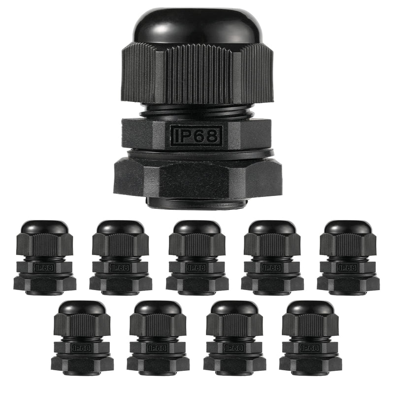 Cable Glands-PENGLIN 1/2" NPT Nylon Cable Connector, Strain Relief Cord Connector, IP68 Waterproof Adjustable Locknut(1/2 Inch (10-Pack)) 1/2 Inch (10-Pack)
