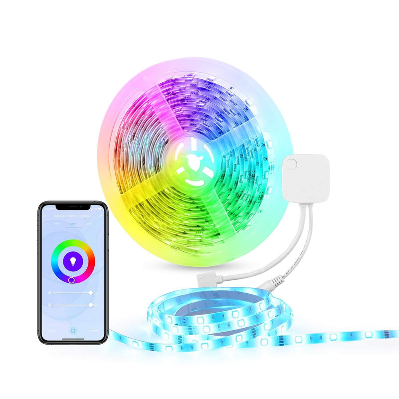 HBN 16.4 ft RGB LED Strip Lights, Smart WiFi RGB Strip Light Works with Alexa and Google Assistant, Remote App Control Color Changing Lighting Kit, Music Sync, Lights for Bedroom, Living Room, Kitchen