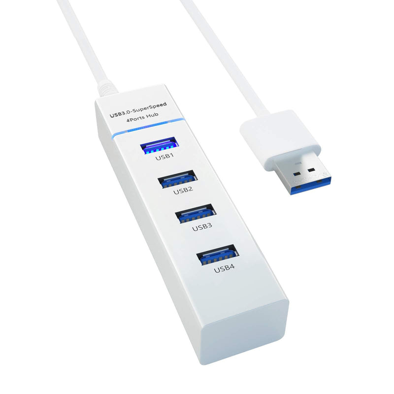PS5 Hub,4 Port USB 3.0 HUB Hub Adapter,USB Splitter Compatible for USB Flash Driver, Laptop,Keyboard,Notebook PC,Mouse,Table,Printer,PS5,PS4,Xbox One,MacBook Air/Pro/Mini White