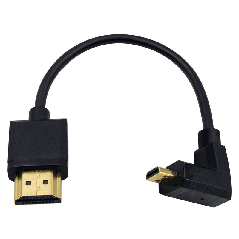 Duttek Micro HDMI to Standard HDMI Cable, Micro HDMI to HDMI Adapter Cable, Extreme Thin Down Angled Micro HDMI Male to HDMI Male Cable for 1080P, 4K, UltraHD, 3D, Ethernet (6 inch/ 15cm) Down Angled 15cm