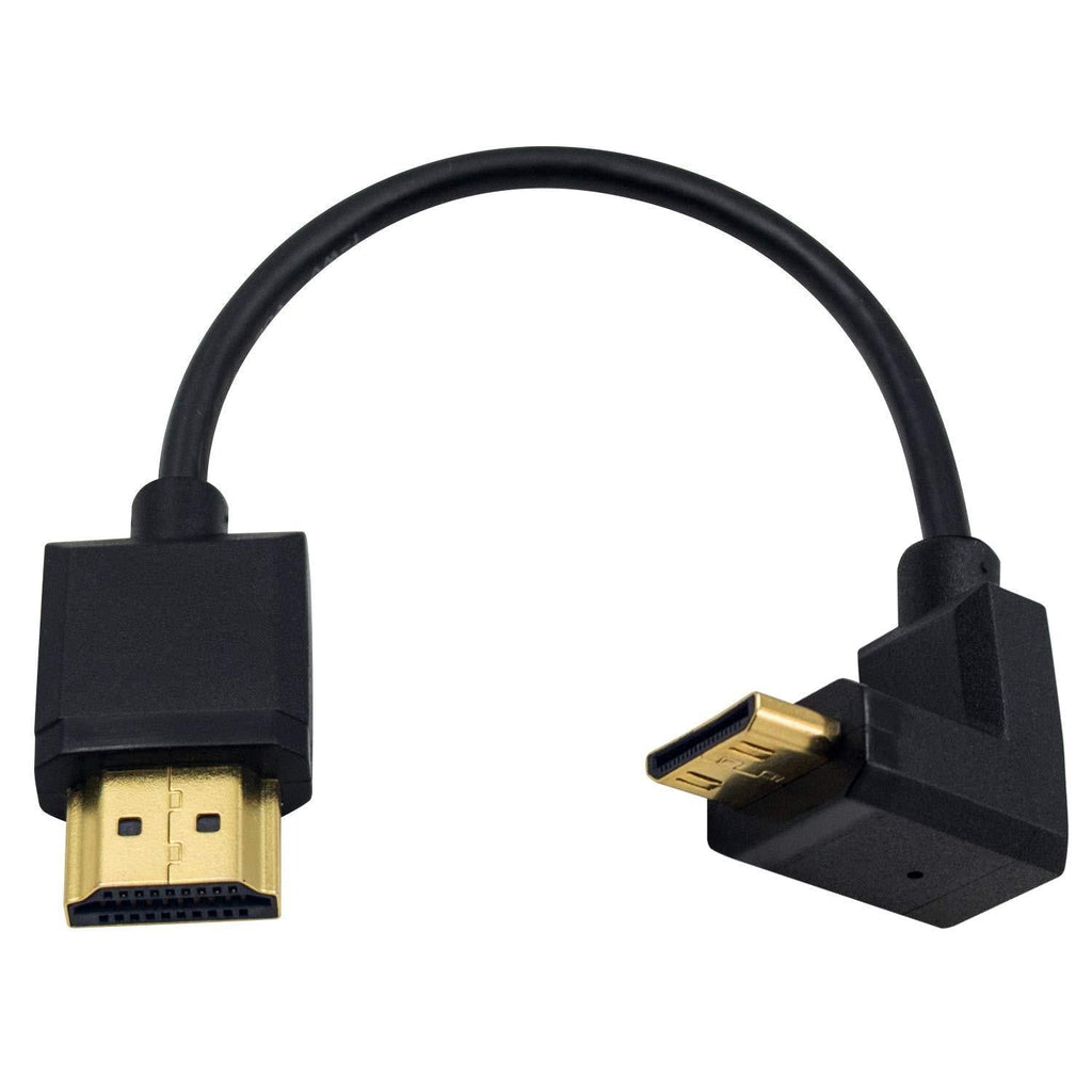 Duttek Mini HDMI to Standard HDMI Cable, HDMI to Mini HDMI Cable, Ultra-Thin UP Angled 90 Degree Mini HDMI Male to HDMI Male Cable Support 4K Ultra HD, 1080p, 3D(HDMI 2.0) (15cm/6 inch) UP Angled 15cm