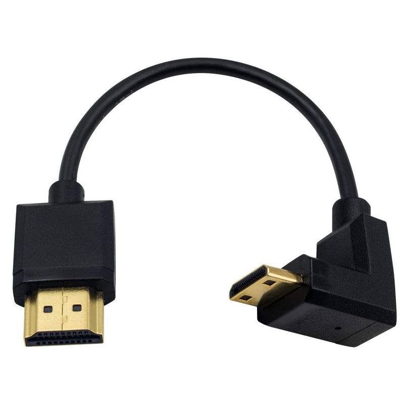 Duttek Mini HDMI to Standard HDMI Cable, HDMI to Mini HDMI Cable, Ultra-Thin Down Angled 90 Degree Mini HDMI Male to HDMI Male Cable Support 4K Ultra HD, 1080p, 3D(HDMI 2.0) (15cm/6 inch) Down Angled 15cm