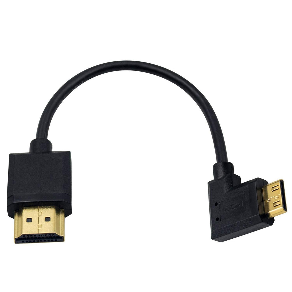 Duttek Mini HDMI to Standard HDMI Cable, HDMI to Mini HDMI Cable, Ultra-Thin Right Angled 90 Degree Mini HDMI Male to HDMI Male Cable Support 4K Ultra HD, 1080p, 3D(HDMI 2.0) (15cm/6 inch) Right Angled 15cm