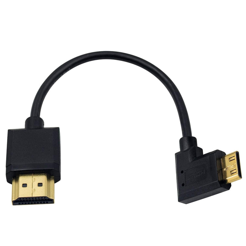 [AUSTRALIA] - Duttek Mini HDMI to Standard HDMI Cable, HDMI to Mini HDMI Cable, Ultra-Thin Right Angled 90 Degree Mini HDMI Male to HDMI Male Cable Support 4K Ultra HD, 1080p, 3D(HDMI 2.0) (15cm/6 inch) Right Angled 15cm 
