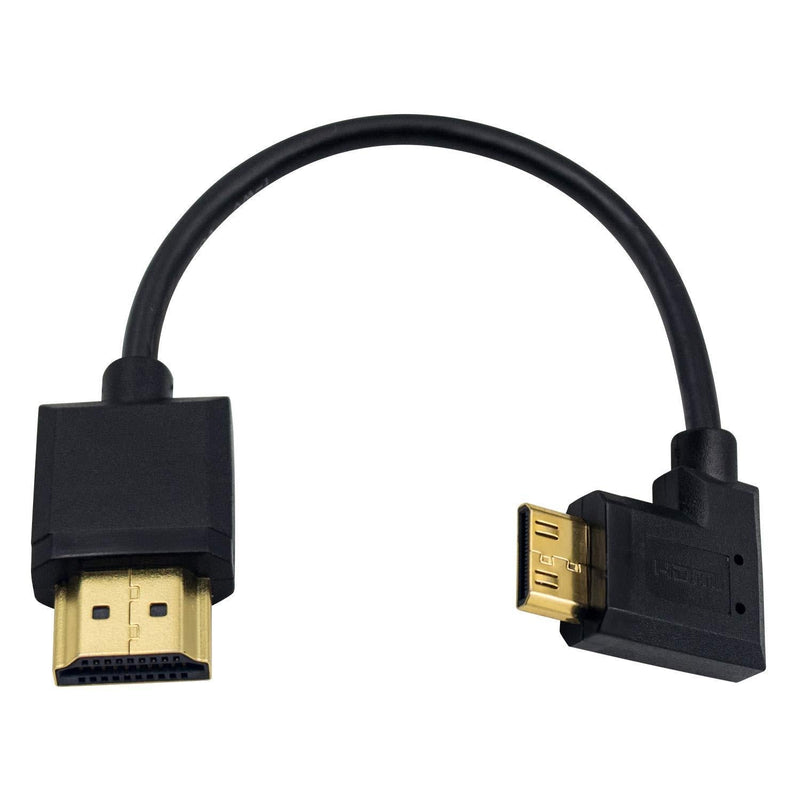 Duttek Mini HDMI to Standard HDMI Cable, HDMI to Mini HDMI Cable, Ultra-Thin Left Angled 90 Degree Mini HDMI Male to HDMI Male Cable Support 4K Ultra HD, 1080p, 3D(HDMI 2.0) (15cm/6 inch) Left Angled 15cm