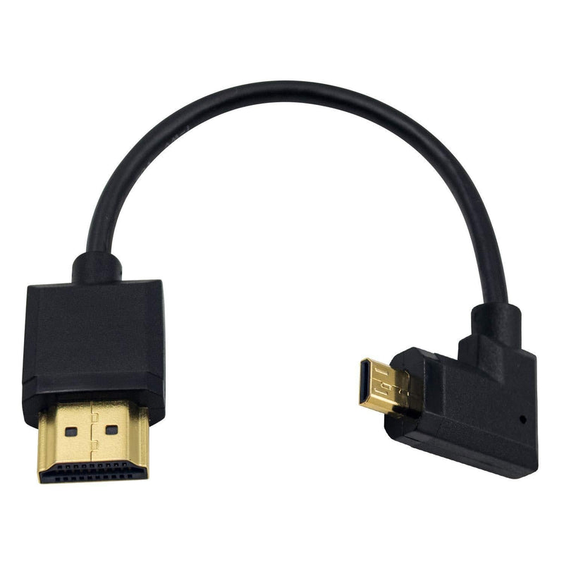 Duttek Micro HDMI to Standard HDMI Cable, Micro HDMI to HDMI Adapter Cable, Extreme Thin Left Angled Micro HDMI Male to HDMI Male Cable for 1080P, 4K, UltraHD, 3D, Ethernet (6 inch/ 15cm) Left Angled 15cm