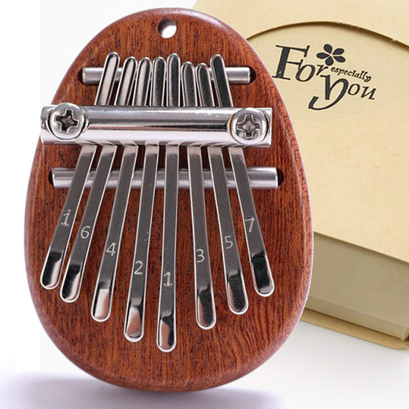 Mini Kalimba 8 Keys Thumb Portable Piano with Music Book Exquisite Finger Harp Musical Mbira Instrument Gift for Kids Adult Beginners (Ellipse Deep Brown) Ellipse Deep Brown