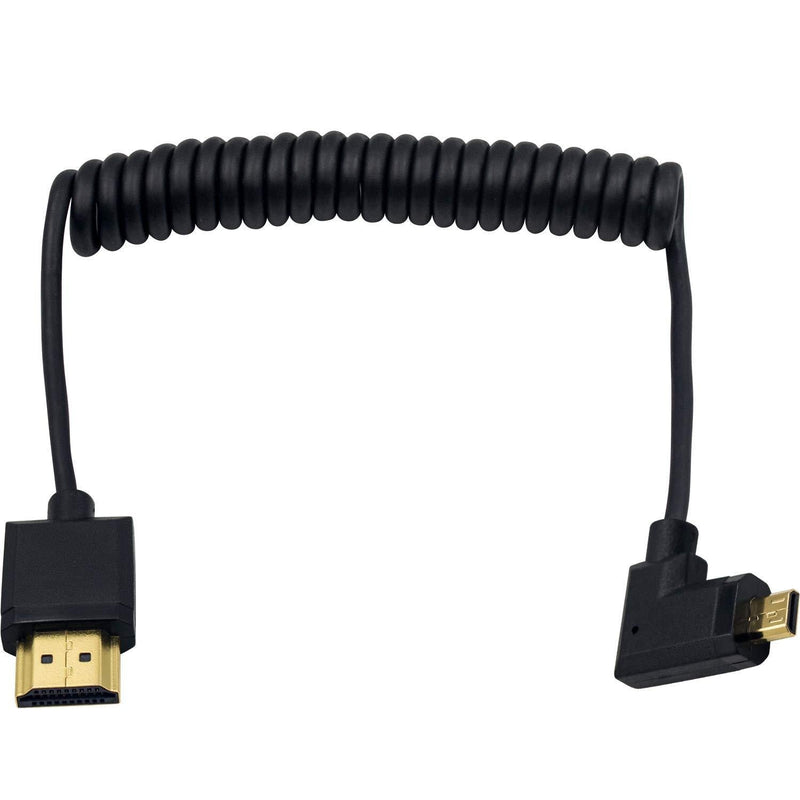 [AUSTRALIA] - Duttek Micro HDMI to Standard HDMI Cable, Micro HDMI to HDMI Coiled Cable, Extreme Slim Right Angled Micro HDMI Male to HDMI Male Coiled Cable for 1080P, 4K, Ultra HD, 3D (1.2M/4FT) Right Angled 1.2M 