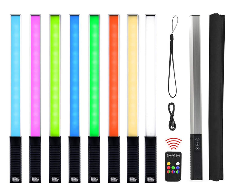 Portable LED Photography Light Wand Handheld LED Video Light 1000 Lumens CRI 95+ USB Rechargeable with Remote Control, Carry Bag, Adjustable Color Temperature 3000K-6000K and 8 Colors