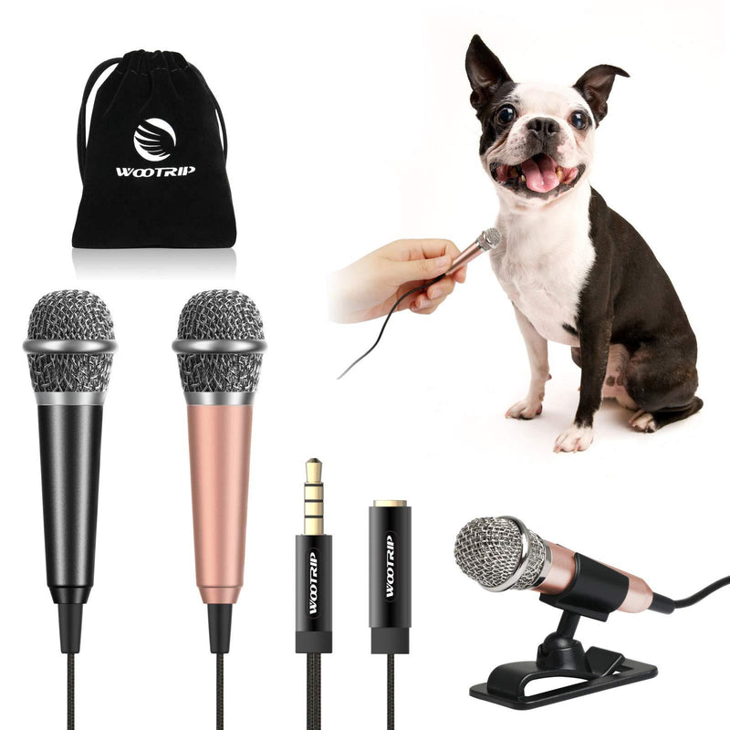 [2PCS] Mini Karaoke Microphone, Wootrip Mini Voice Recording Microphone Portable Karaoke Mic for Singing, Recording, Voice Recording(Black/Gold) Black Gold