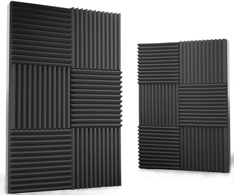 12 Pack Acoustic Panels 1 X 12 X 12 Inches – Acoustic Foam - Studio Foam Wedges - High Density Panels – Soundproof Wedges - Charcoal