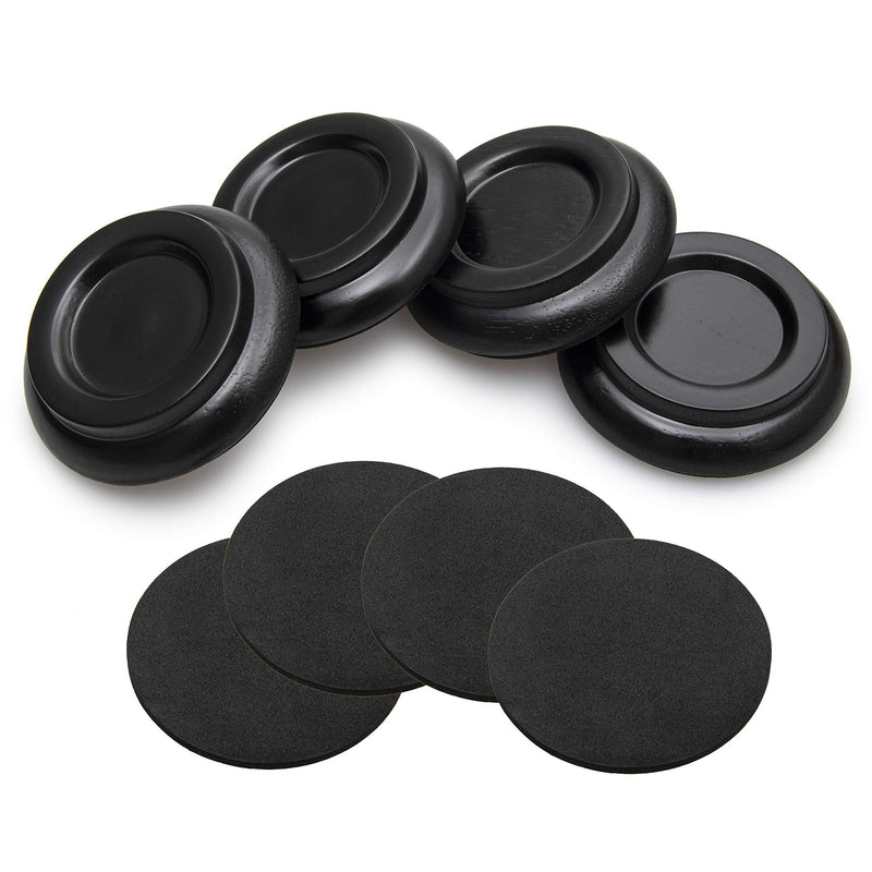 Taslett 4 pack Piano Caster Furniture Cups, Complete with 4 Extra Foam Pads, Upright Piano Protection for Hardwood Floors Carpets Tiles Black Solid Wood with EVA Foam