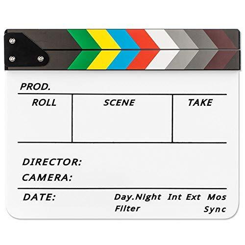 Sedremm Dry Erase Director's Film Movie Clapperboard Slate for Film TV MovieCut Action Scene (10x12in/24.5x30cm),Black Black Clapboard and White/Black Stick