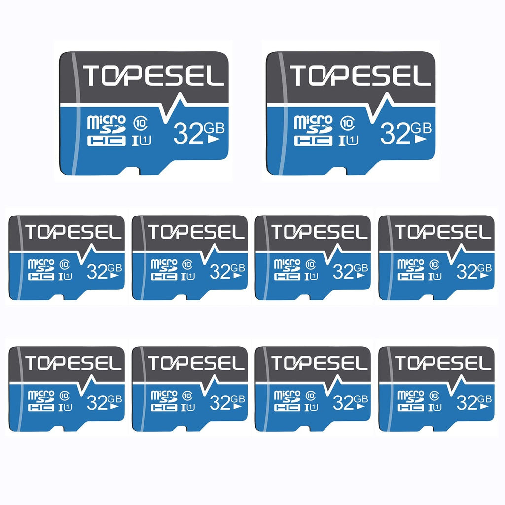 TOPESEL 32GB Micro SD Card 10 Pack Memory Cards Micro SDHC UHS-I TF Card Class 10 for Camera/Drone/Dash Cam(10 Pack U1 32GB) 10pack