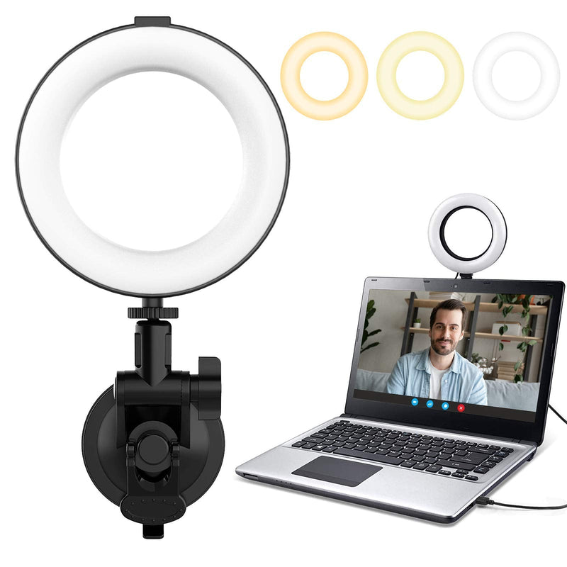 VIJIM 6.3'' Ring Light for Laptop,Video Conference Lighting Kit with 3 Light Modes & 10 Brightness Level,Laptop Circle Lamp for Zoom Meetings/Video Calls
