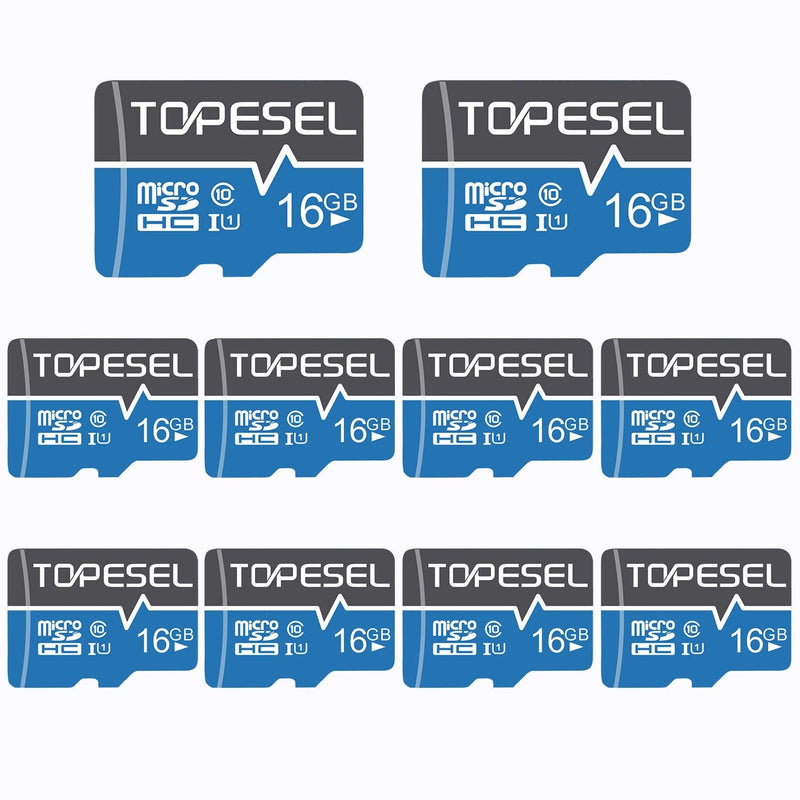 TOPESEL 16GB Micro SD Card 10 Pack Memory Cards Micro SDHC UHS-I TF Card Class 10 for Camera/Drone/Dash Cam(10 Pack U1 16GB) 10pack
