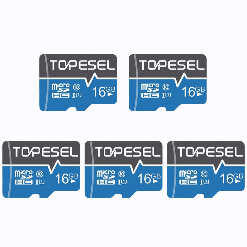 TOPESEL 16GB Micro SD Card 5 Pack Memory Cards Micro SDHC UHS-I TF Card Class 10 for Camera/Drone/Dash Cam(5 Pack U1 16GB) 5pack