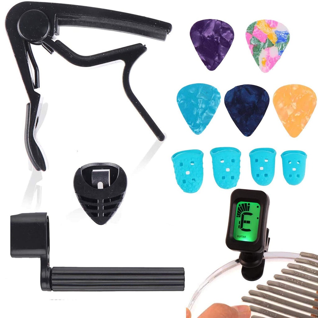 13 PCS Guitar Accessories Kit for Acoustic Guitar Including Guitar Capo, Tuner, Picks, Pick Holder, String Winder and Finger Protector 13 PCS