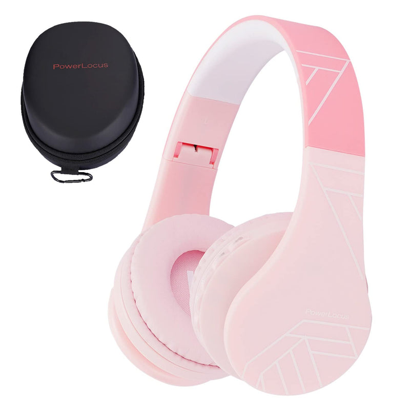[AUSTRALIA] - Bluetooth Headphones for Kids, PowerLocus Wireless Foldable Headphones Over Ear, Headphone with Microphone, 85DB Volume Limit, Wireless and Wired Headset with Micro SD, FM for Cellphones, Tablets, PC Pink 