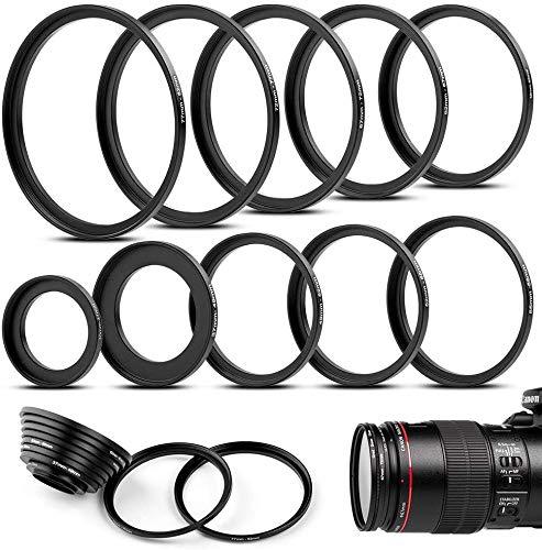 10 Pieces Metal Step-Up Adapter Rings Kit Lens Filter Stepping Adapter Rings Set for DSLR Camera Step up rings Kit