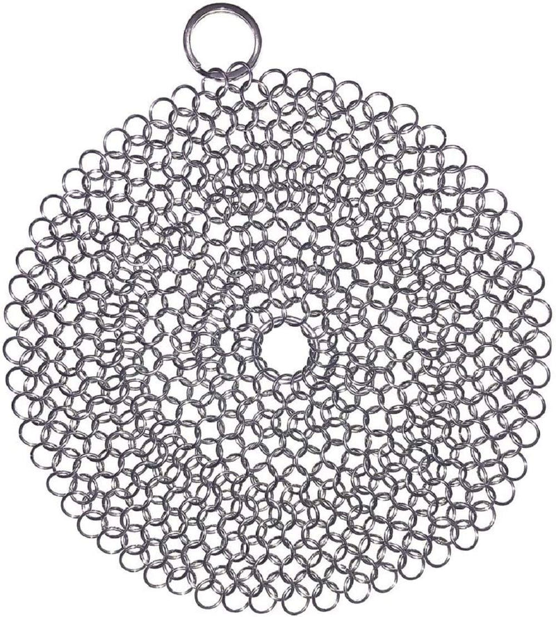 SUJAYU Cast Iron Cleaner, 7 Inch 316L Stainless Steel Chainmail Scrubber for Cast Iron Pan Skillet Dutch Dishes Seasoning Protection Cookware Accessories