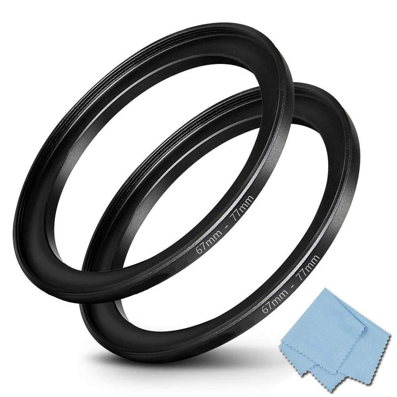 67mm-77mm Step Up Ring 67mm Lens to 77mm Filter (2 Pack), WH1916 Camera Lens Filter Adapter Ring Lens Converter Accessories