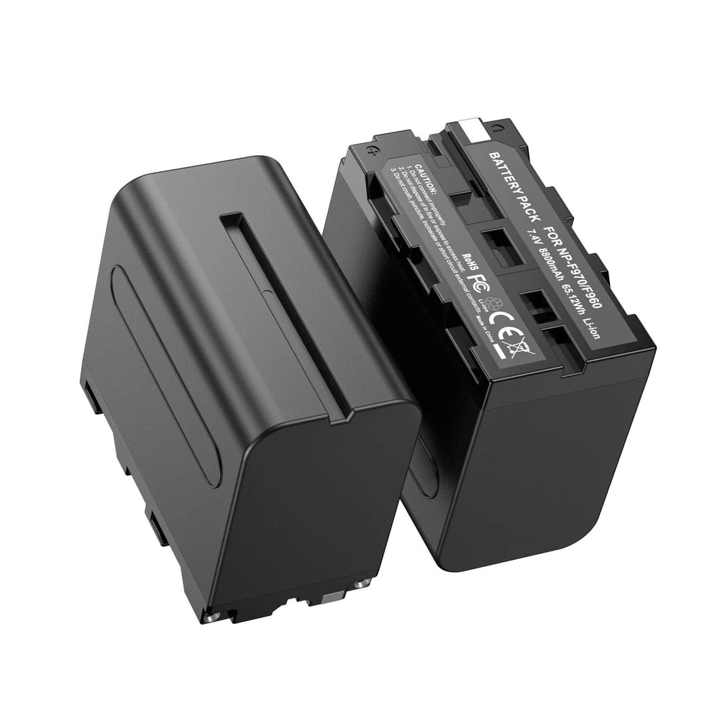 2-Pack Replacement NP-F970 Battery for Sony DCR-VX2100, DSR-PD150, DSR-PD170, FDR-AX1, HDR-AX2000, HDR-FX1, HDR-FX7, HDR-FX1000, HVL-LBPB, HVR-HD1000U, HVR-V1U, HVR-Z1P