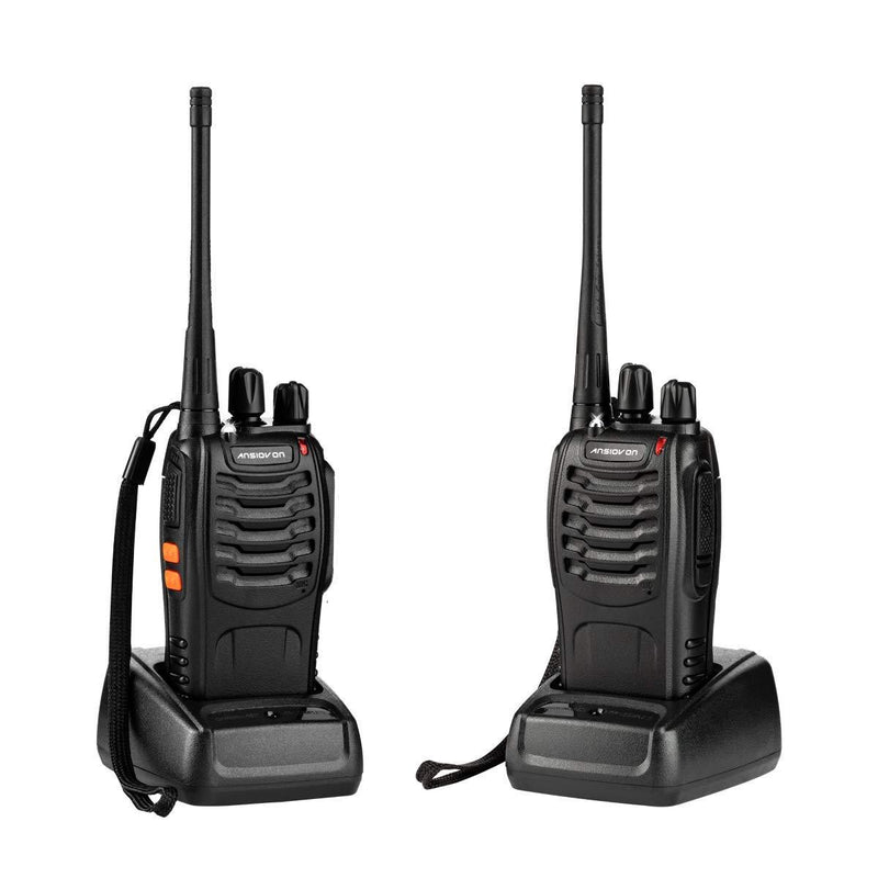 ANSIOVON Rechargeable Walkie Talkies for Adults, 16 Channels Long Range Two Way Radio with Earpiece 2 Pack, Walkie Talkie 1500 Mah Li-ion Battery and Charger Included.