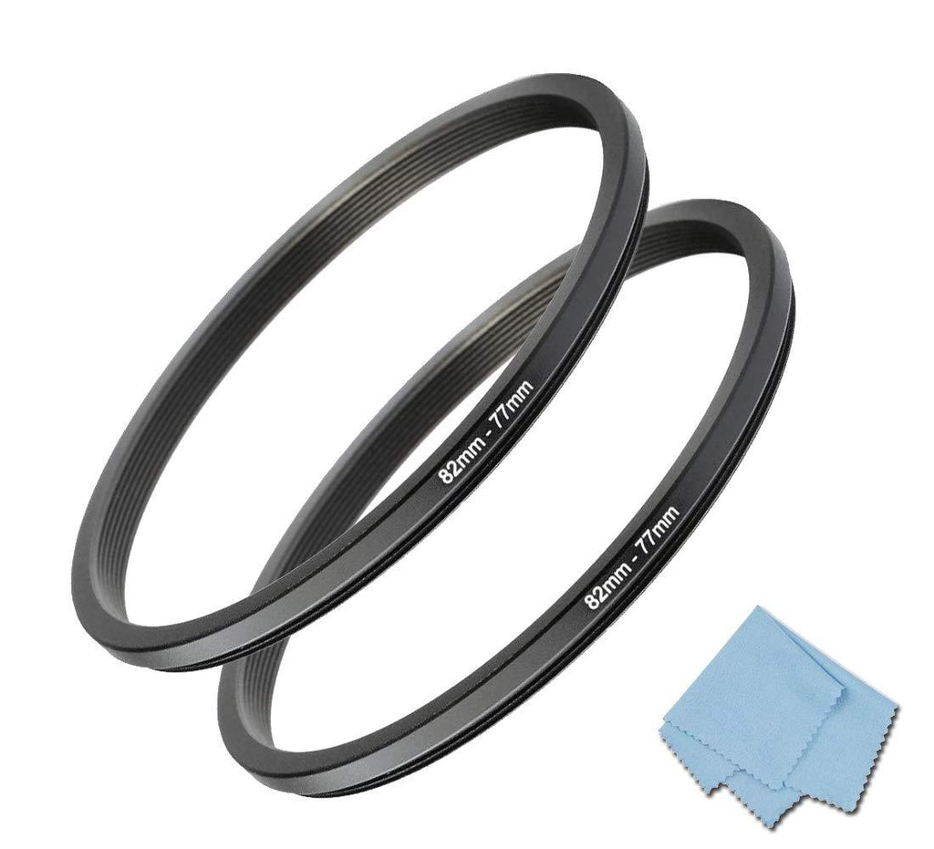 82mm-77mm Step Down Ring [82mm Lens to 77mm Filter] 2 Pack, WH1916 Camera Lens Filter Adapter Ring Lens Converter Accessories