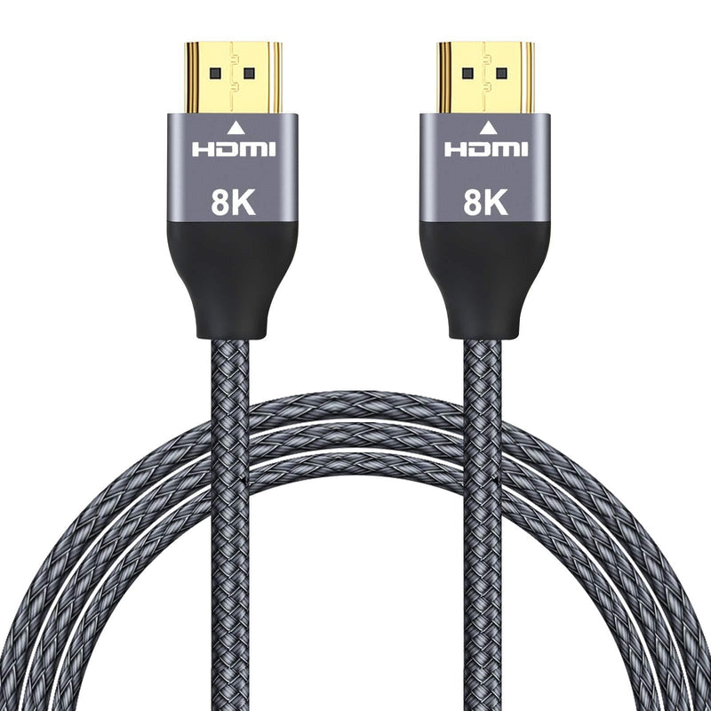 Zoegate 8K 60Hz HDMI Cable 6.6FT, 48Gbps 7680P Ultra High Speed HDMI 2.1 Cord Cable HDMI 2.0/4K 120Hz 8K@60Hz Compatible with Fire TV/Roku TV/Playstation 5/PS5/Xbox/Samsung/Sony/LG Gray 6.6FT-1 Piece