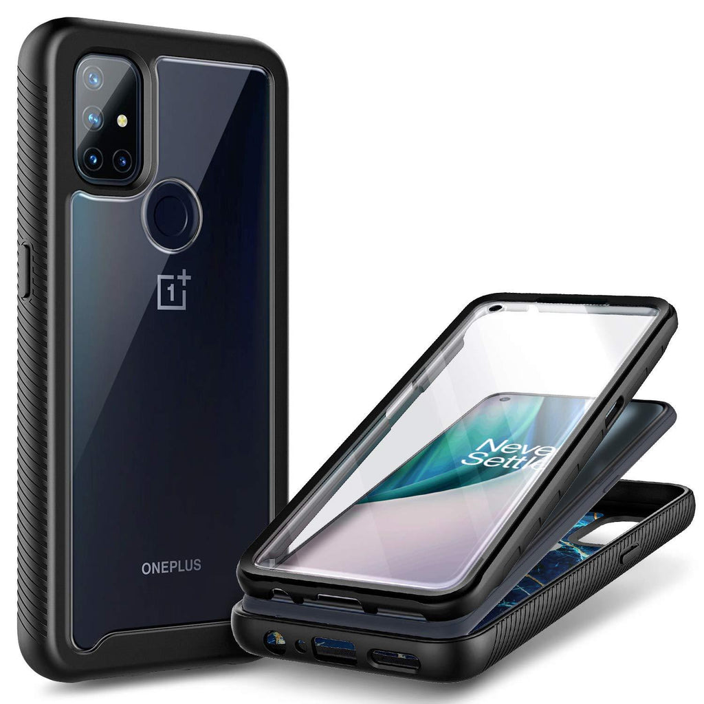 NZND Case for OnePlus Nord N10 5G with [Built-in Screen Protector], Full-Body Protective Shockproof Rugged Bumper Cover, Impact Resist Durable Phone Case -Black Black