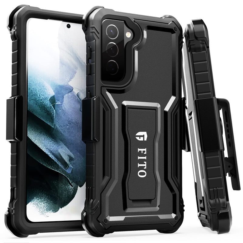FITO Holster Belt Clip for Samsung Galaxy S21 Plus Case 6.7 Inch, Full Body Protection Case Cover and Adjustable with 360 Degree Rotation Swivel Belt Clip Without Screen Protector (Holster & Case)