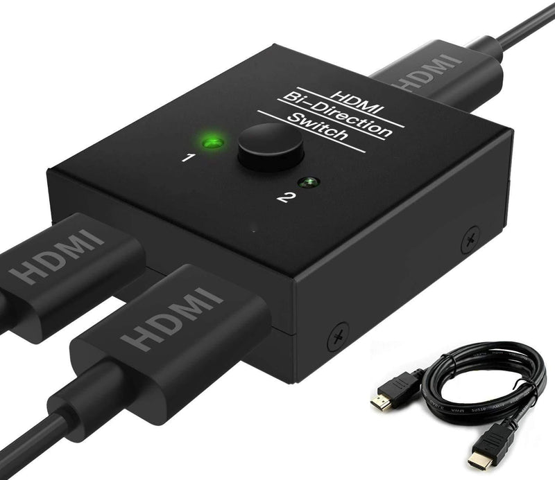 HDMI Switch,Updated chip for Bidirectional Switcher 4K60hz,2 in 1 Out or 1 in 2 Out HDMI Slector, Steadily Supports UHD 4K 3D 1080P for HDTV/Blu-Ray Player/DVD/DVR/Xbox with a HDMI2.0 Cable BLACK