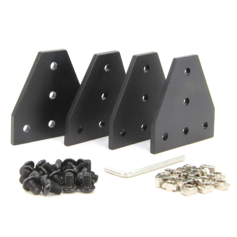 Zeberoxyz 4PCS/Kit Black T Shape Corner Bracket Plate with 20PCS M5 Screws and 20PCS M5 T-Nuts, 5-Hole 90 Degree Joint Board Plate for 2020 Series Aluminum Profile 3D Printer Frame (Black-T with Nut) 4PCS Black-T with Nut