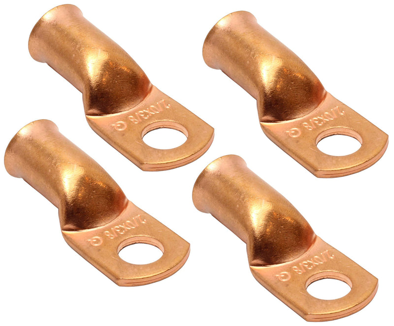 Fastronix Quality Copper Battery Terminal Lugs 4 Pack (3/8" 2/0 Gauge) 3/8" 2/0 Gauge