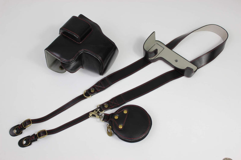 X-S10 Case, BolinUS Handmade PU Leather Fullbody Camera Case Bag Cover for Fujifilm Fuji X-S10 XS10 with 15-45mm Lens Bottom Opening Version + Neck Strap + Mini Storage Bag (Black) Black