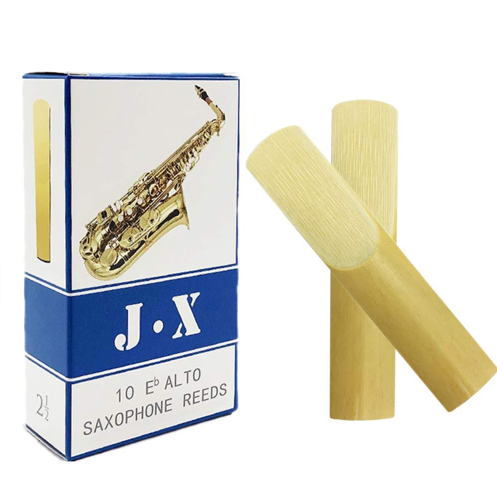 SUEWIO Alto Sax Reeds, Strength 2.5, Pack of 10 For Alto Sax