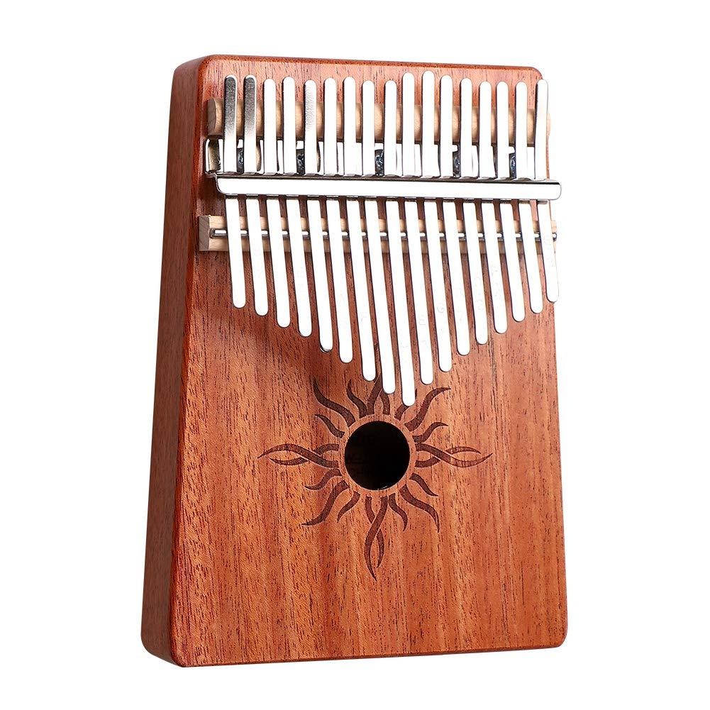 Kalimba 17 Keys Thumb Paino with Study Instruction and Tune Hammer, Made By Solid Sapeple Portable Mbira Sanza African Wood Finger Piano, Gift for KidGift for Kids Adult Beginners blue